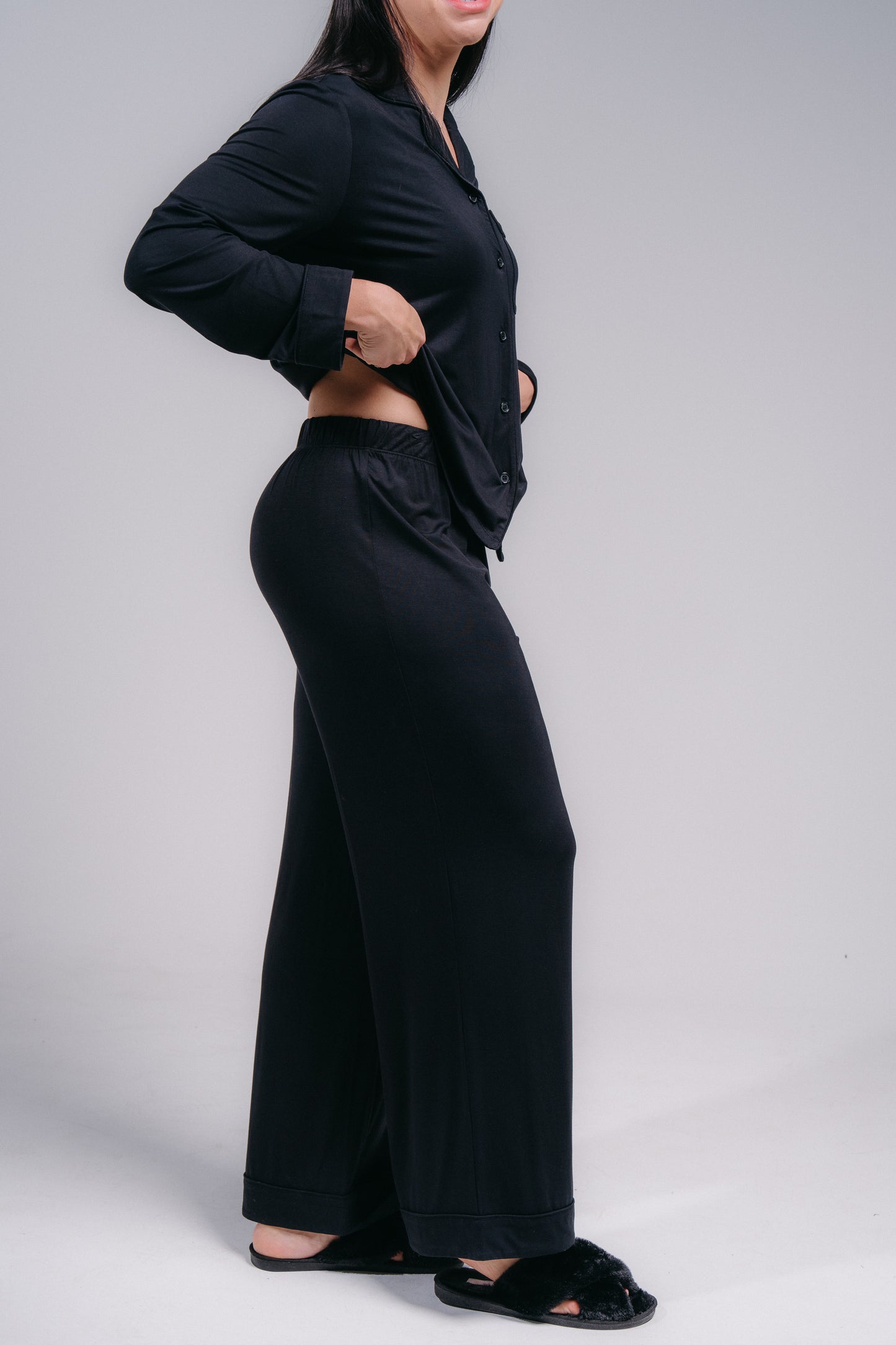 Women's Full Length PJ Set - MIDNIGHT BLACK