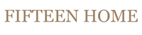 Logo of 'Fifteen Home' in a stylized font on a white background
