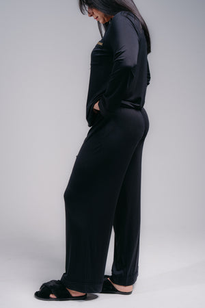 Women's Full Length PJ Set - MIDNIGHT BLACK