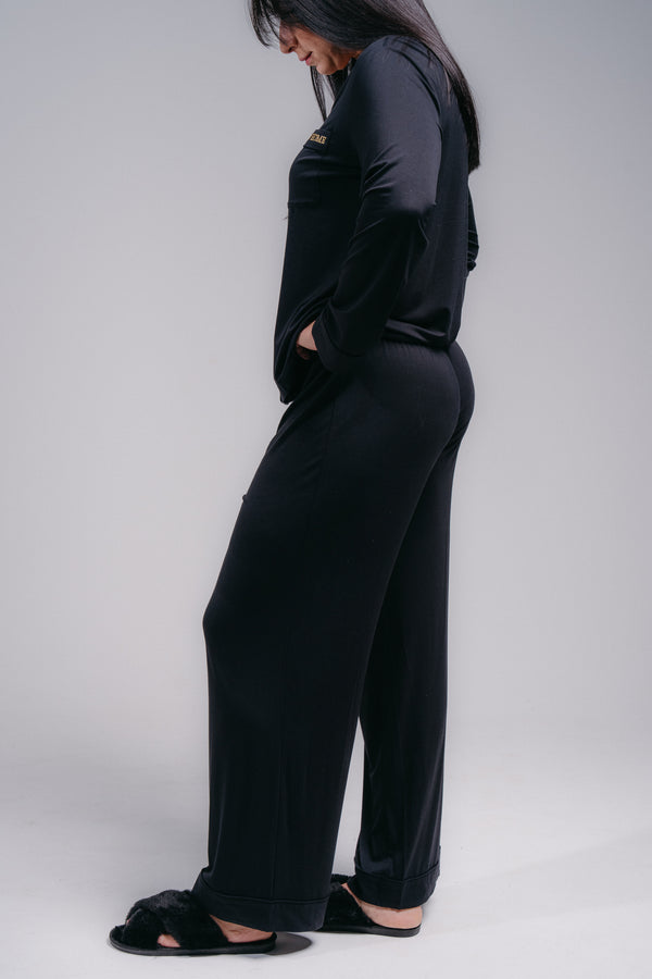 Women's Full Length PJ Set - MIDNIGHT BLACK