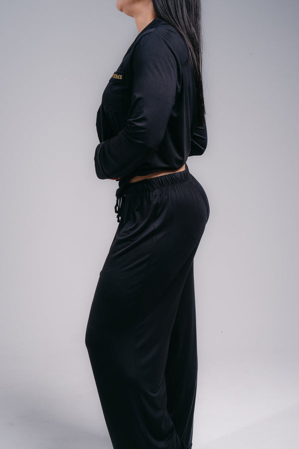 Women's Full Length PJ Set - MIDNIGHT BLACK