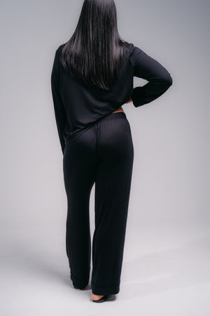 Women's Full Length PJ Set - MIDNIGHT BLACK