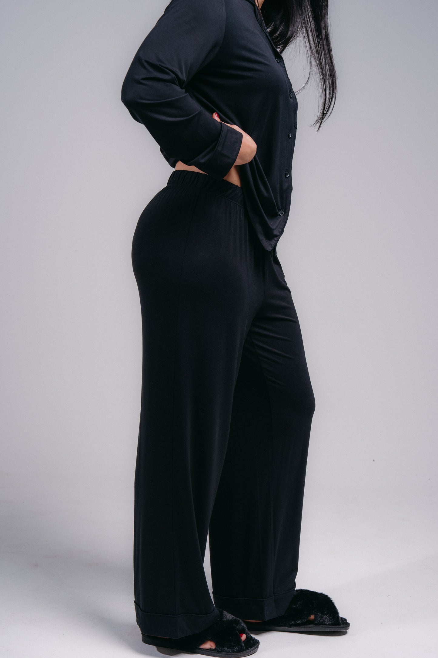 Women's Full Length PJ Set - MIDNIGHT BLACK
