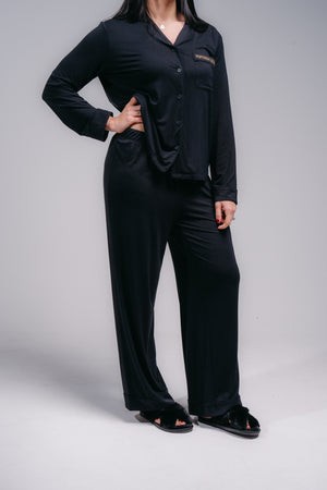 Women's Full Length PJ Set - MIDNIGHT BLACK