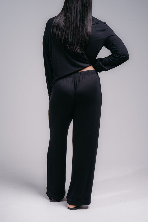 Women's Full Length PJ Set - MIDNIGHT BLACK